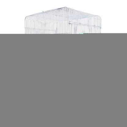 Jaula para aves BPS-1211 – Para canarios, periquitos y otras aves pequeñas, incluye bebedero, comedero y percha de descanso – Color aleatorio