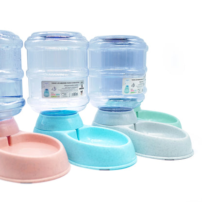 Bebedero y comedero para gatos y perros, 32 x 17 x 21 cm, 3,5 l, dispensador de agua y comida para mascotas, 4 colores aleatorios.