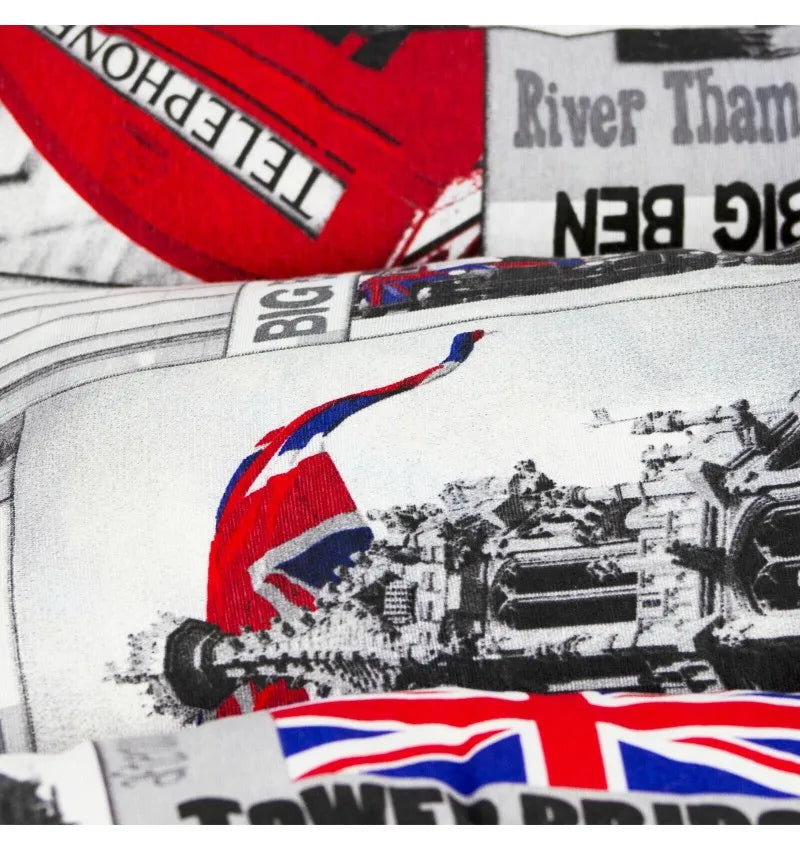 Cama COSHANO para Perros y Gatos con Cojín Grueso y Acolchado – Estampado Inglaterra (60x60x10 cm)