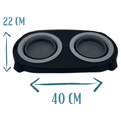 Comedero elevado para mascotas Attic PETS con bebedero antisalpicaduras. Comedero extraíble antivoracidad.