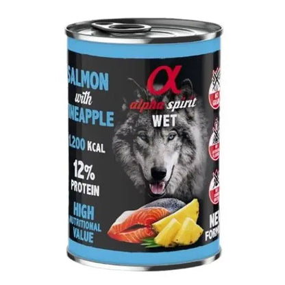 Comida húmeda para perros Alpha Spirit Grain Free Salmón y Piña Latas 400g [Lista de 6 Unidades]