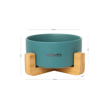 Comedero para perros Edipets con base de bambú simple de cerámica para gatos