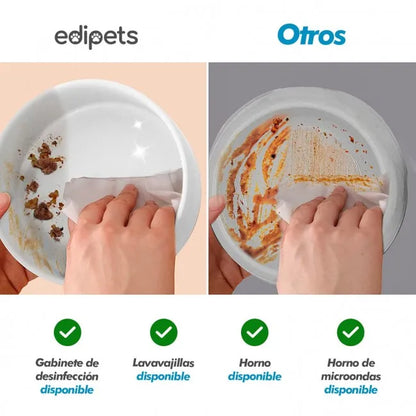 Comedero para perros Edipets con base de bambú simple de cerámica para gatos