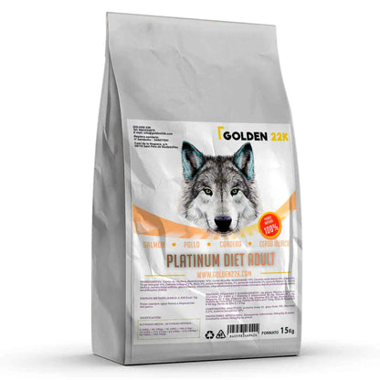 Dieta Golden 22k Platinum para perros adultos de razas medianas y grandes - receta balanceada con ingredientes de alta calidad y fácil digestión