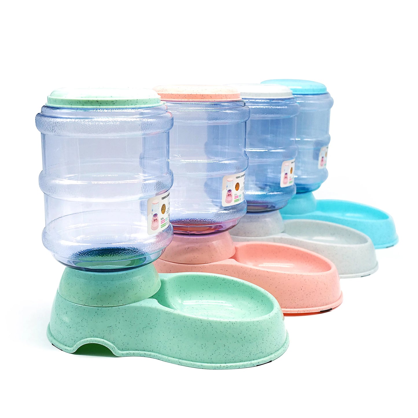 Bebedero y comedero para gatos y perros, 32 x 17 x 21 cm, 3,5 l, dispensador de agua y comida para mascotas, 4 colores aleatorios.