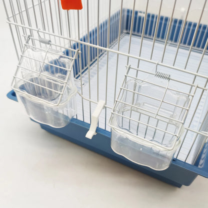 Jaula para aves BPS-1211 – Para canarios, periquitos y otras aves pequeñas, incluye bebedero, comedero y percha de descanso – Color aleatorio