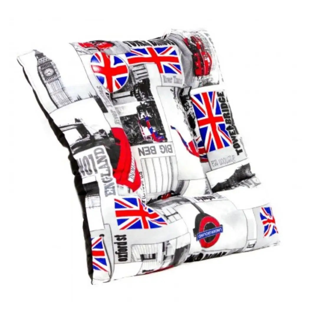 Cama COSHANO para Perros y Gatos con Cojín Grueso y Acolchado – Estampado Inglaterra (60x60x10 cm)