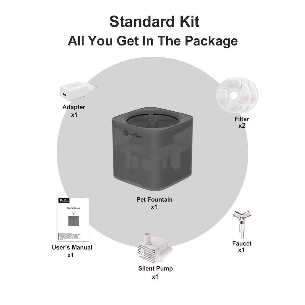 Fuente de agua automática de 2 l para gatos, dispensador con filtro, bebedero inteligente, tazón de agua para gatitos, cachorros y perros.