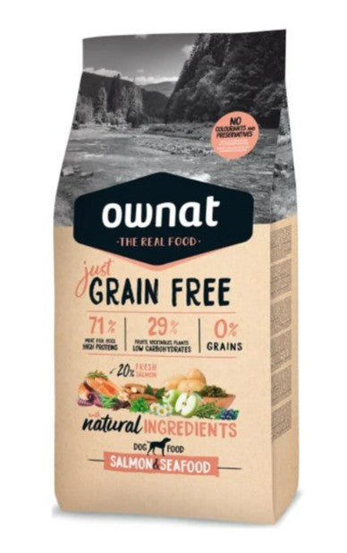 Ownat Grain Free Salmon & Seafood – Sabor y salud para tu perro adulto