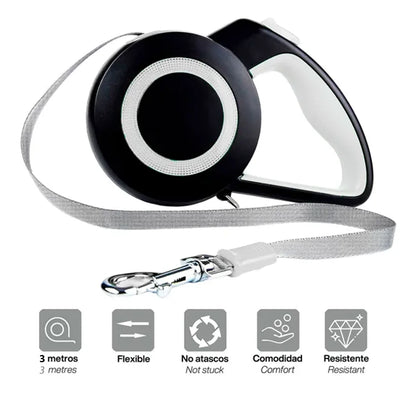 Correa Extensible 3mts con Función Retráctil máx 15 kg-Correa Extensible Retráctil 3 mts para Perros hasta 15 kg Peso máx-Yommy