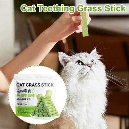 Juguete masticable para gatos para limpiar los dientes, palo de hierba para gatos al aire libre, palo para limpiar la dentición, palo masticable para eliminar bolas de pelo, hierba masticable para gatos