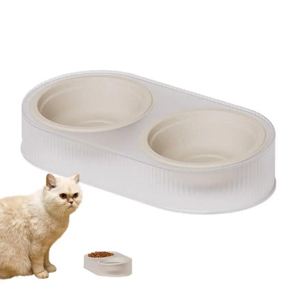 Cat Food And Water Bowl Set Dog Cat Food Water Dishes Set Cat Feeding Bowls Double Cat Bowl 2-in-1 Pet Food And Water Feeder