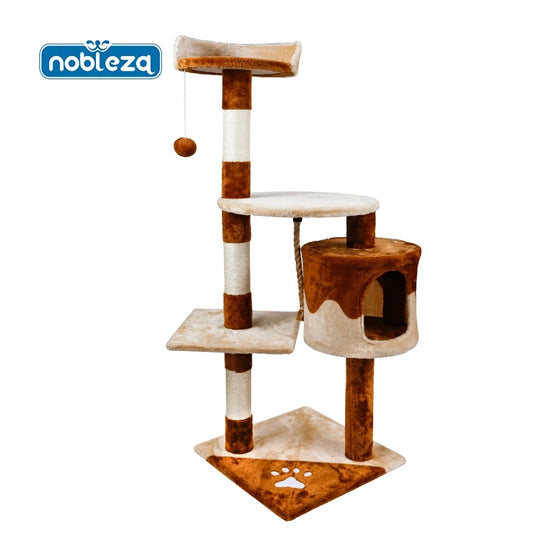 Árbol rascador para gatos, poste rascador para gatos. Medidas: 60 x 56,5 x 111,5 cm. Color: beige/marrón.