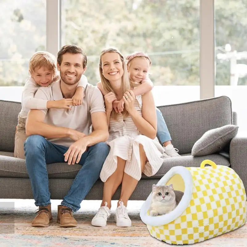 Cueva para gatos de interior, cama cueva para gatos medianos y grandes, cómoda pantufla para mascotas de interior, acogedora cama escondida para mascotas, linda cama cubierta para gatos con
