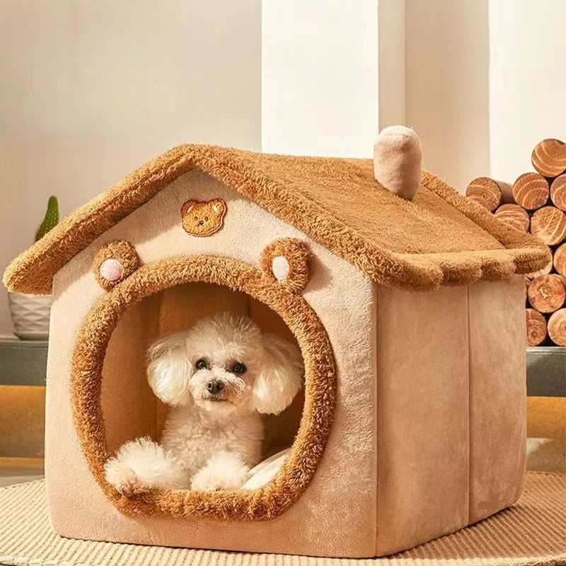 Casa para Mascotas Todas las Estaciones – Cama Suave y Lavable con Cojín Removible