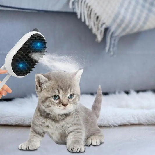 Cepillo de vapor peines para gatos con spray de vapor, suministros para mascotas, herramienta de aseo con luz azul, alimentado por USB para el pelo de las mascotas