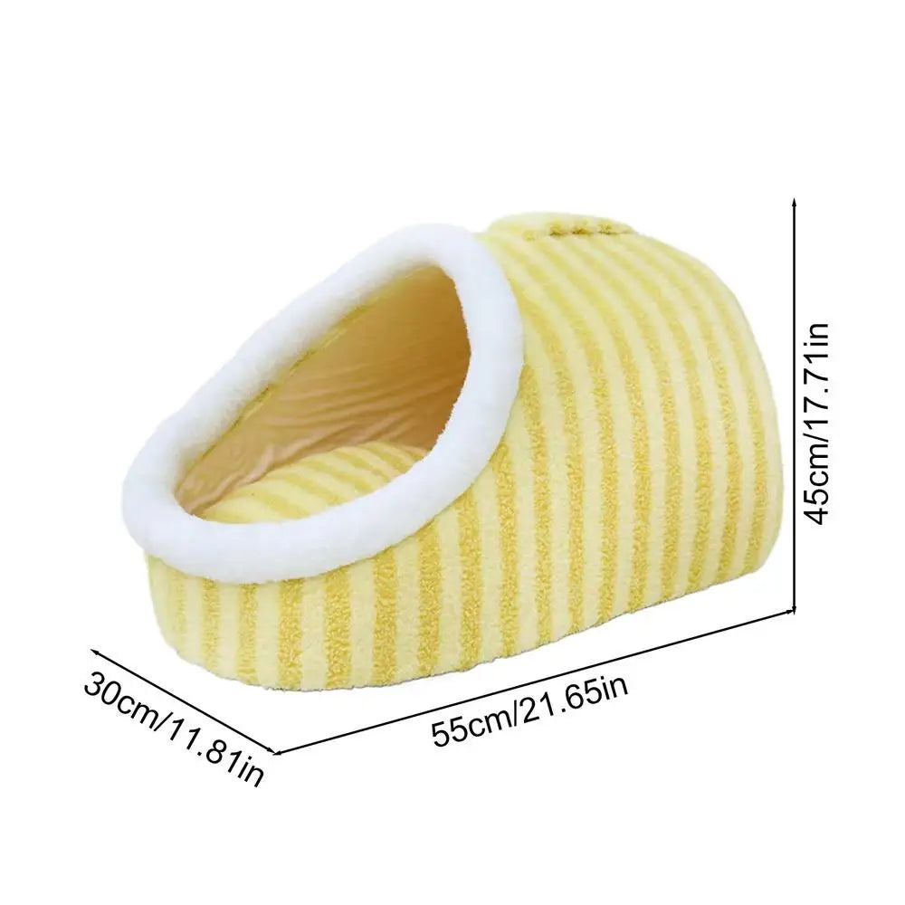 Cueva para gatos de interior, cama cueva para gatos medianos y grandes, cómoda pantufla para mascotas de interior, acogedora cama escondida para mascotas, linda cama cubierta para gatos con