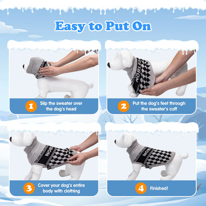 Suéter para perros pequeños, suéter elástico con cuello alto, suéter para perros pequeños