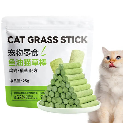 Juguete masticable para gatos para limpiar los dientes, palo de hierba para gatos al aire libre, palo para limpiar la dentición, palo masticable para eliminar bolas de pelo, hierba masticable para gatos