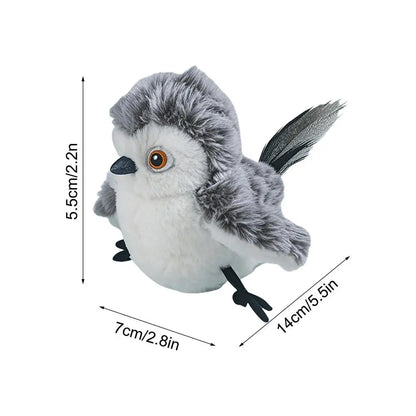 Pájaro volador con plumas de hierba gatera, realista, interactivo, suave y acogedor, para todas las razas.