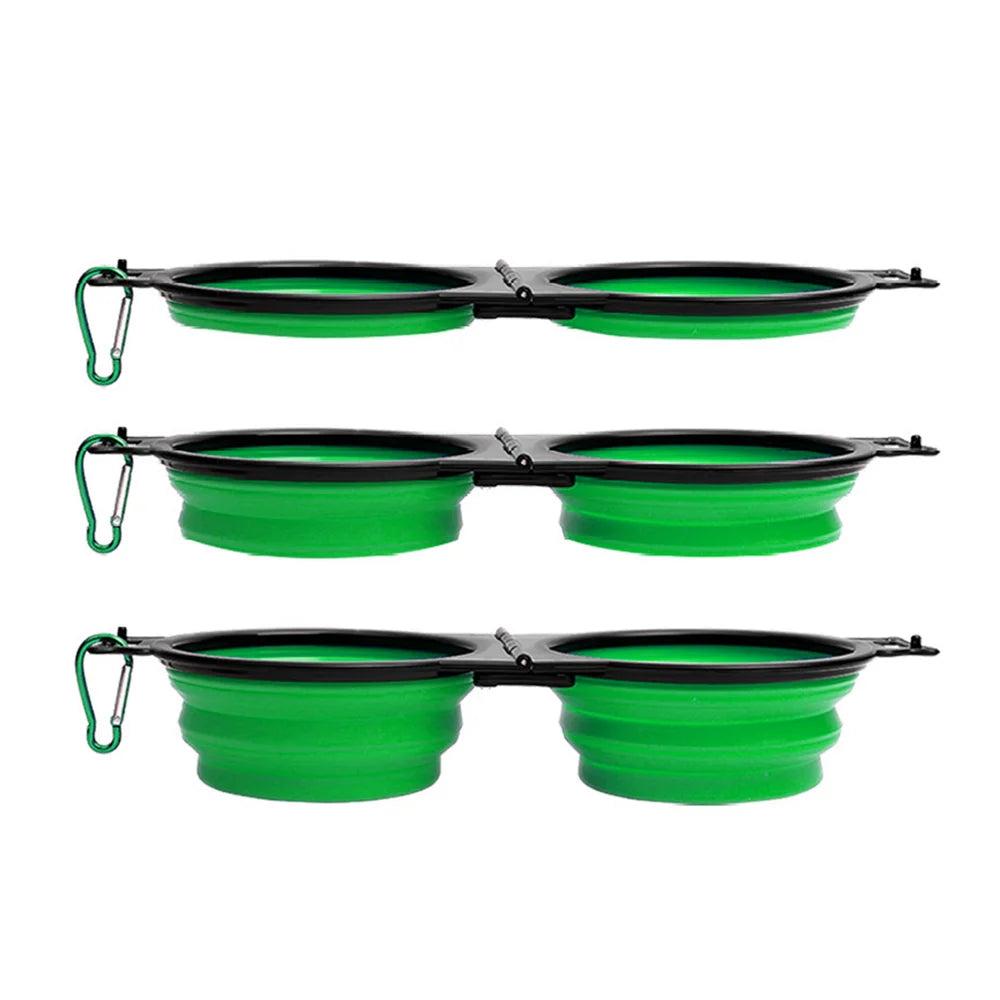 Comedero plegable para perros, comedero doble plegable para perros, comedero lento para mascotas con clips de bloqueo para caminar.