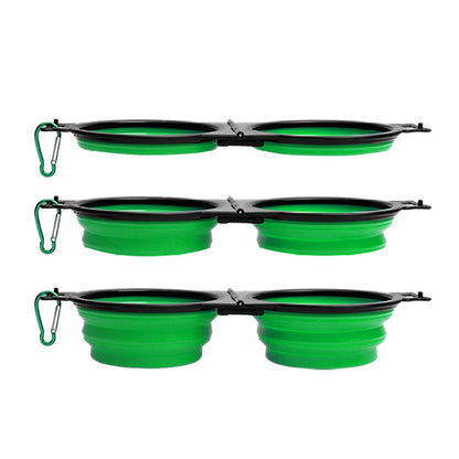 Comedero plegable para perros, comedero doble plegable para perros, comedero lento para mascotas con clips de bloqueo para caminar.