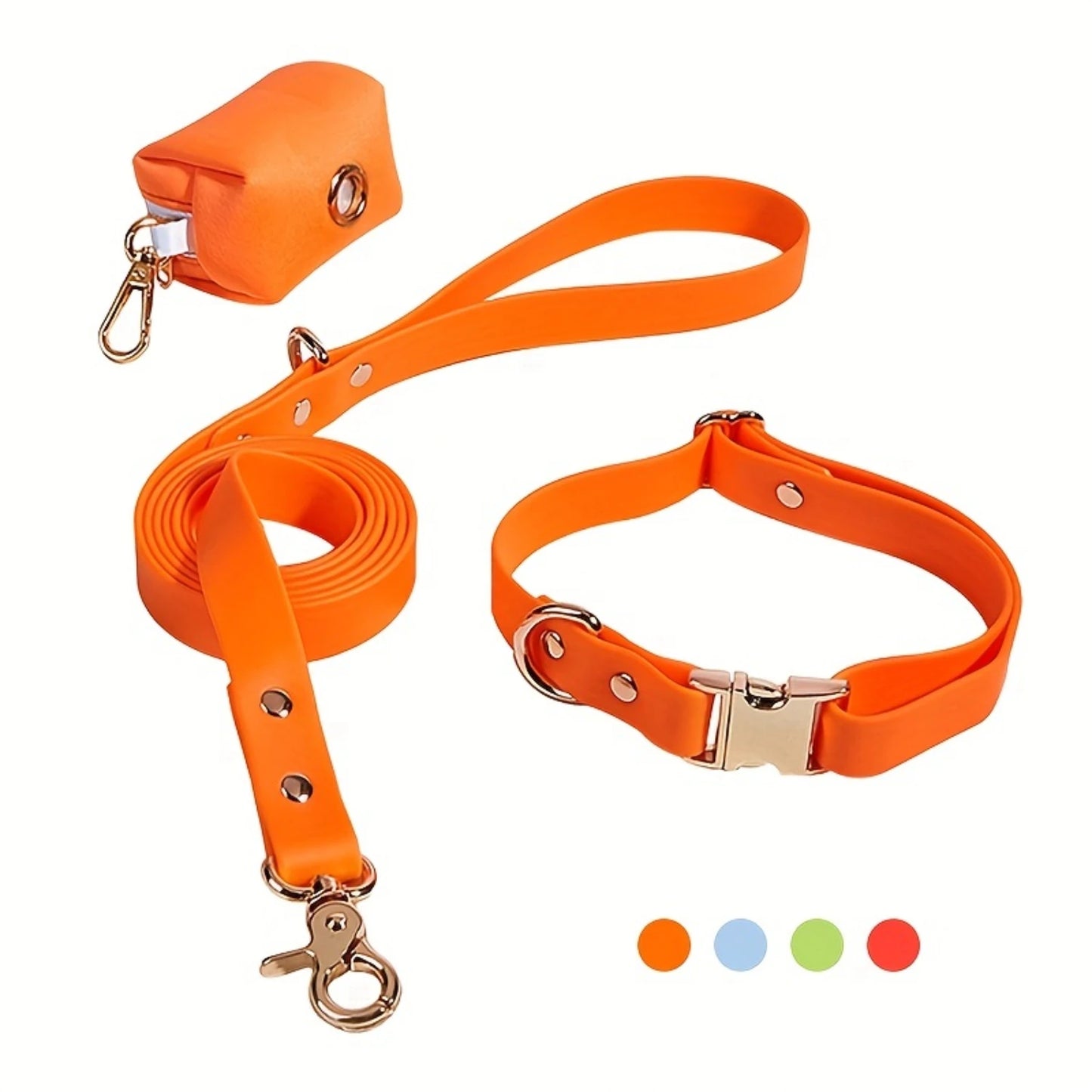 Correa y collar impermeables para perros - Envoltura de PVC, ajustable, fácil de limpiar - Perros pequeños, medianos y grandes
