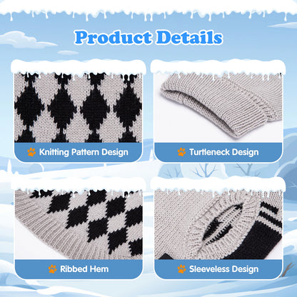 Suéter para perros pequeños, suéter elástico con cuello alto, suéter para perros pequeños