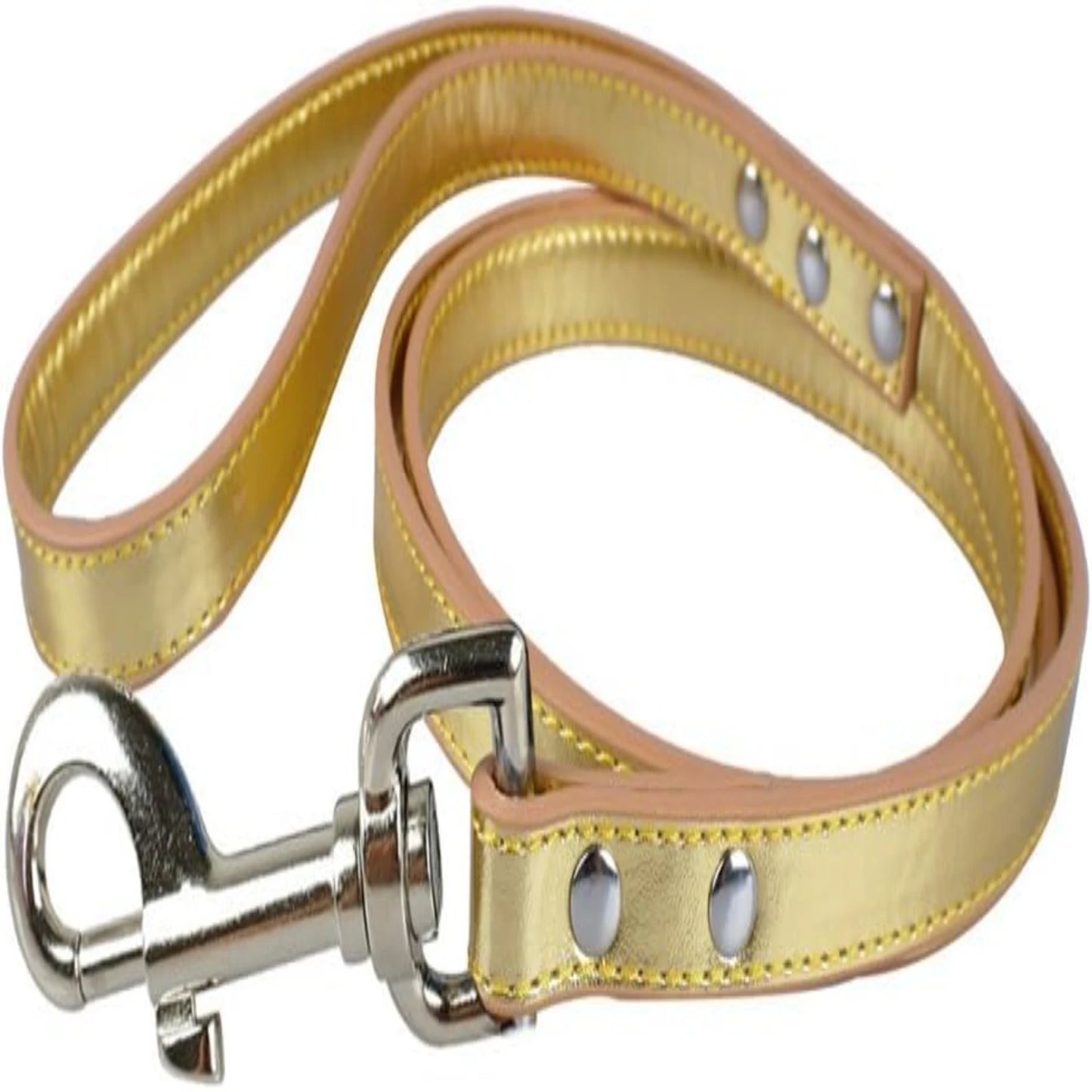 Correa para perros de cuero PU dorado, elegante, cómoda y moderna - Correa confiable y duradera para caminar y entrenar - Asegúrese