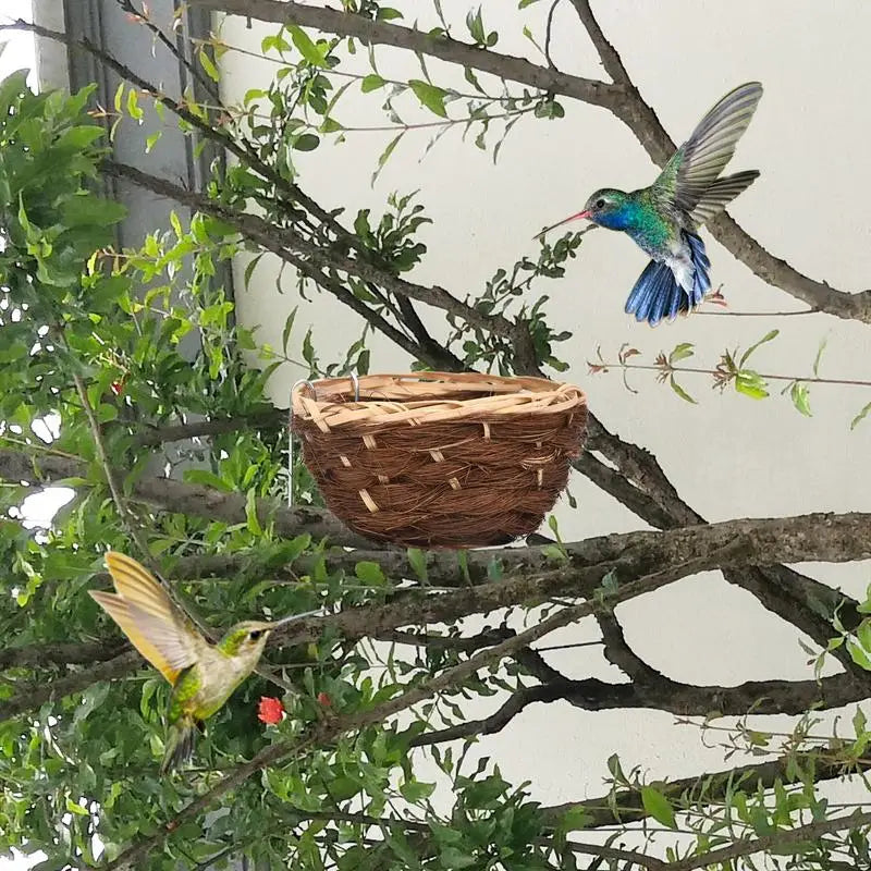 Hand Woven Bird Nest for Outdoors Hummingbird House Hanging Bird House Bird Cage Resting Place Wall-Mounted Outdoor Birdhouse