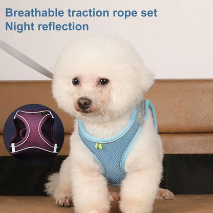 Adjustable Pet Harness Breathable Mesh Pet Vest Harness with Leash Adjustable Buckle for Small Dogs Cats Reflective for Safety