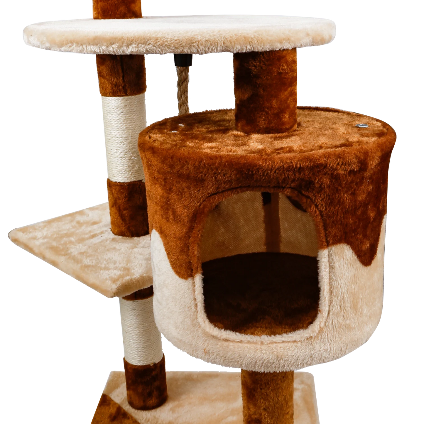 Árbol rascador para gatos, poste rascador para gatos. Medidas: 60 x 56,5 x 111,5 cm. Color: beige/marrón.
