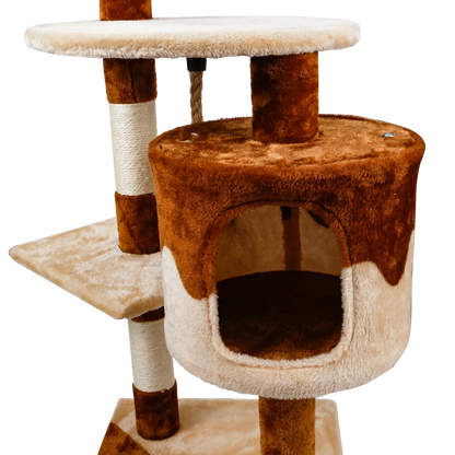 Árbol rascador para gatos, poste rascador para gatos. Medidas: 60 x 56,5 x 111,5 cm. Color: beige/marrón.