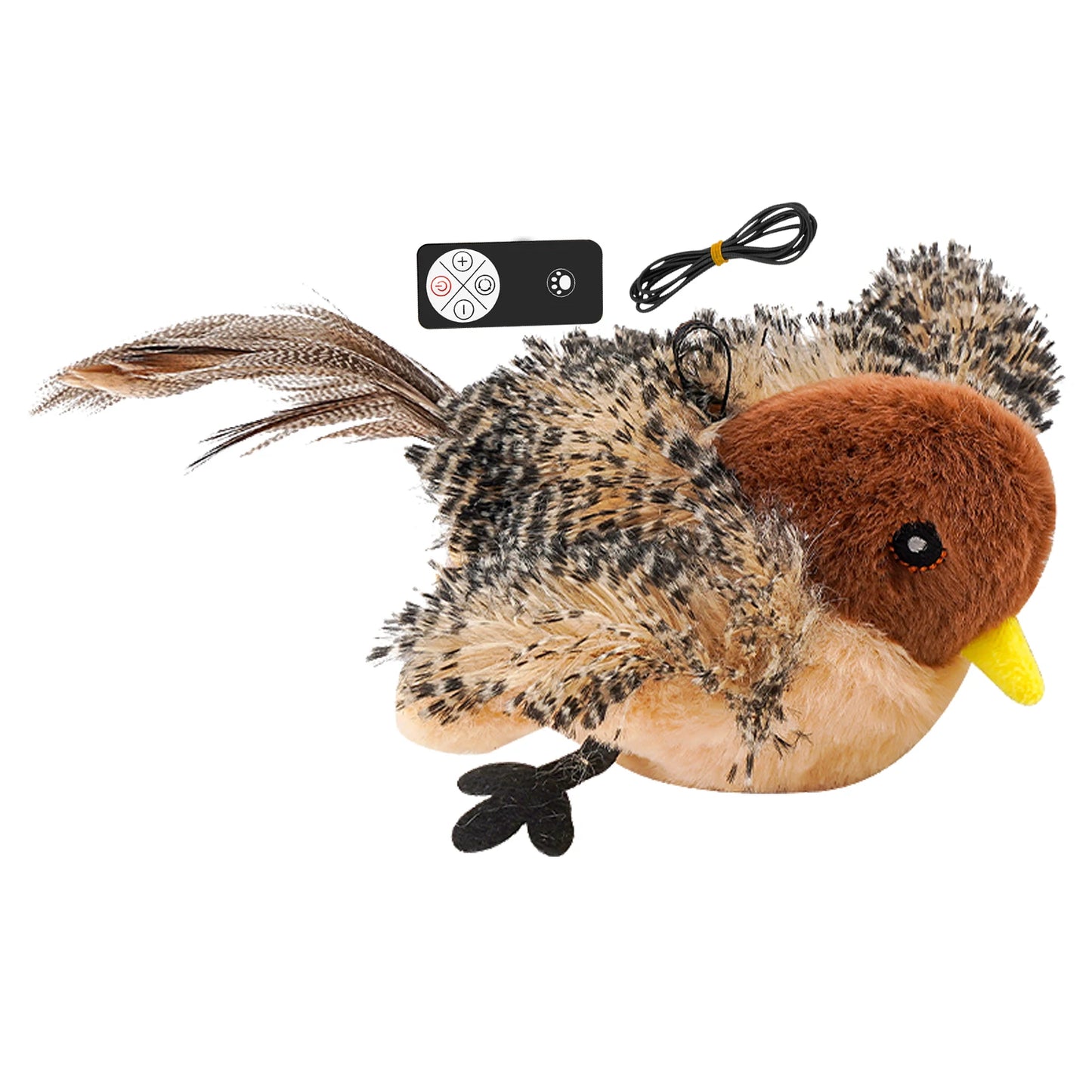 Juguete de pájaro cantor simulado con control remoto, juguete de peluche para gato, juguete interactivo con plumas para gato y pájaro, Melodys Chaser para gatitos.