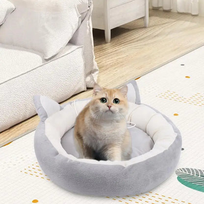 Cama suave para mascotas, cojín para gatos con diseño de orejas de gato, transpirable, nido de peluche para perros pequeños y medianos.