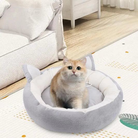 Cama suave para mascotas, cojín para gatos con diseño de orejas de gato, transpirable, nido de peluche para perros pequeños y medianos.