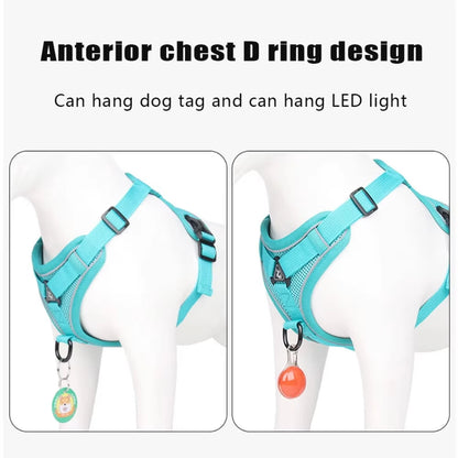 Arnés de tiro para perros, chaleco reflectante ajustable de colores únicos, con asa de entrenamiento suave, clips de plástico, tamaño pequeño, mediano y grande.
