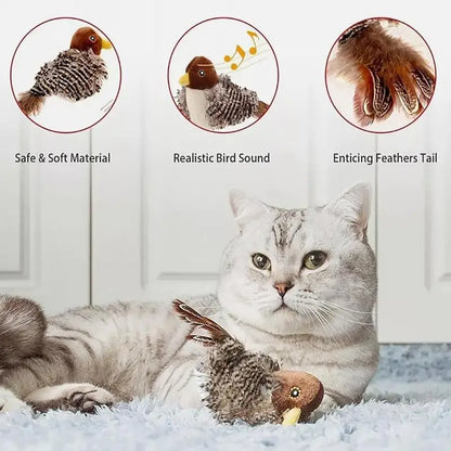 Pájaro volador con plumas de hierba gatera, realista, interactivo, suave y acogedor, para todas las razas.