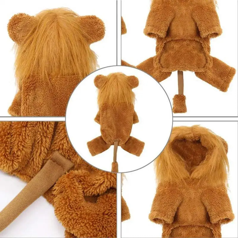 Sudadera con capucha de león para perro, ropa para mascotas, disfraz de cosplay, peluca de león suave y cálida, ropa para mascotas, atuendo para perros pequeños, medianos y grandes.