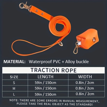 Correa y collar impermeables para perros - Envoltura de PVC, ajustable, fácil de limpiar - Perros pequeños, medianos y grandes