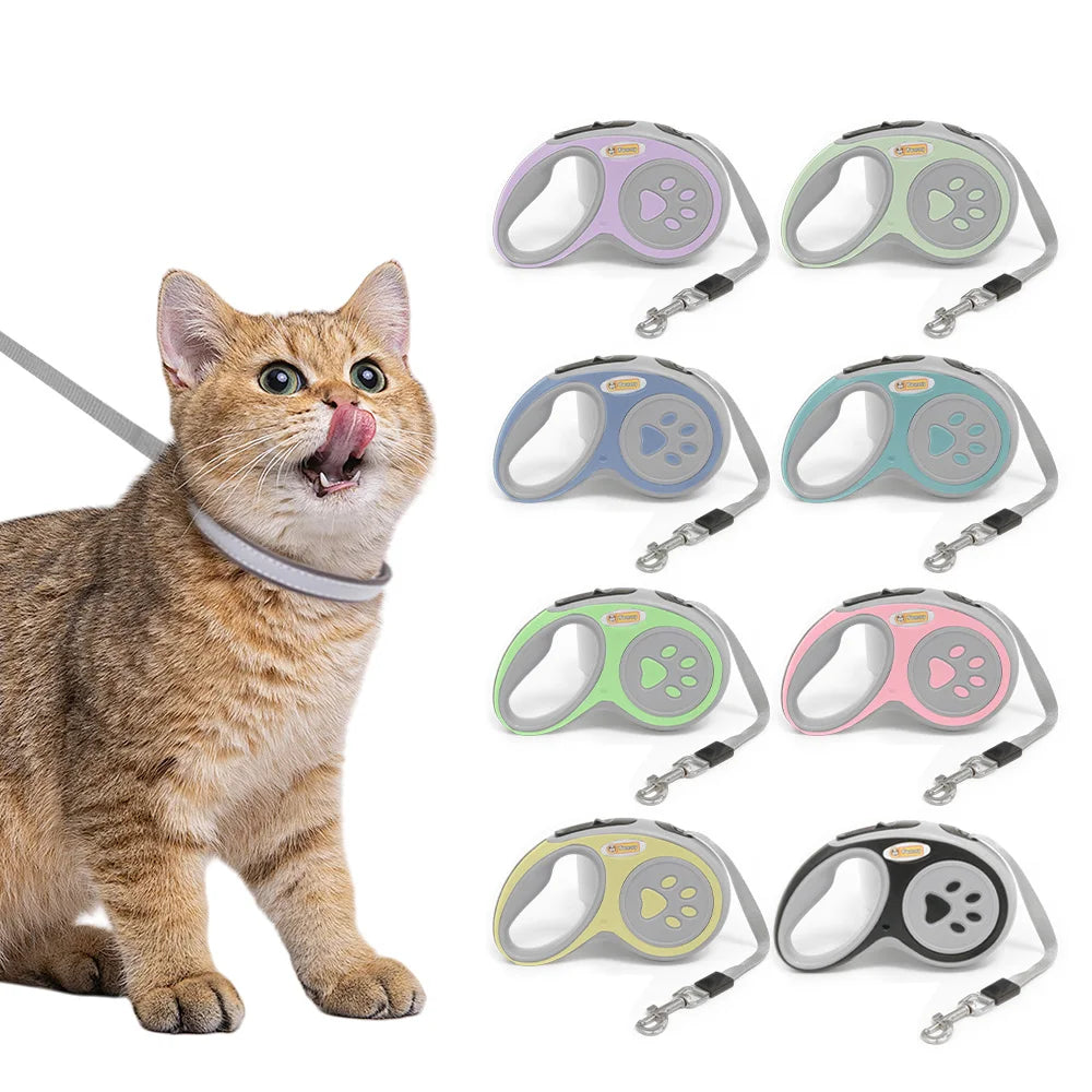3m 5m Nylon Automatic Dog Leash Retractable Durable Cat Lead Extending Puppy Walking Running Traction Roulette for Small Dogs
