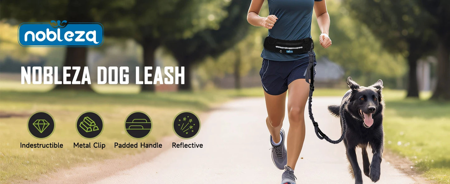 Correa elástica de bolsillo para perros, manos libres, correa retráctil con doble cuerda elástica.