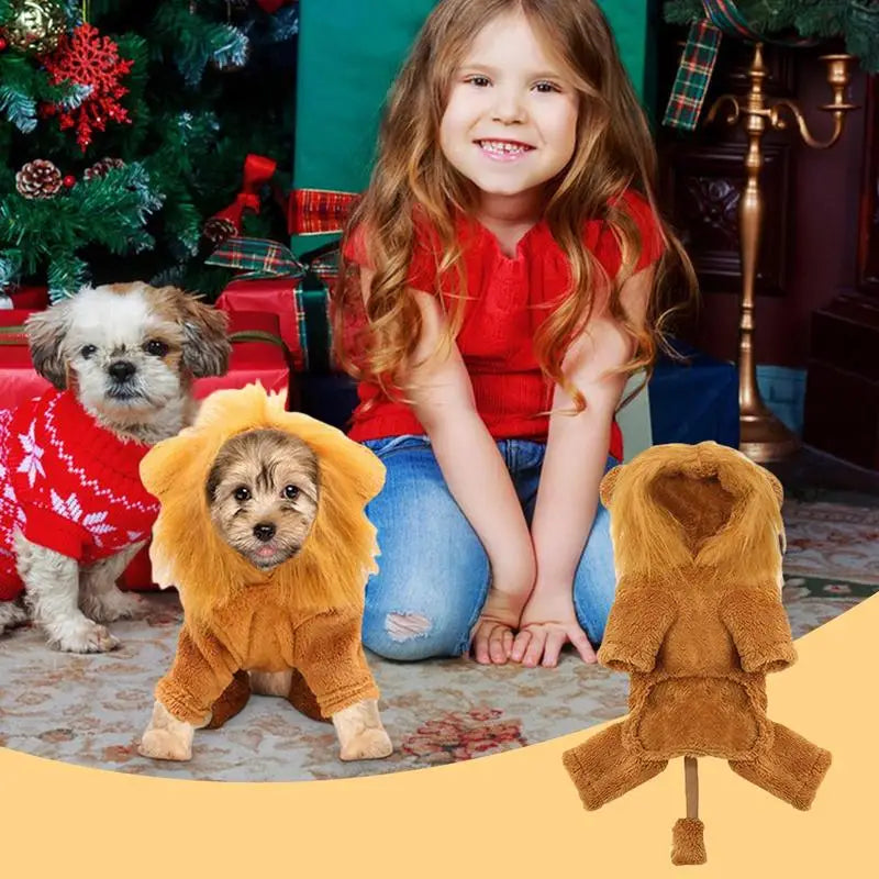 Sudadera con capucha de león para perro, ropa para mascotas, disfraz de cosplay, peluca de león suave y cálida, ropa para mascotas, atuendo para perros pequeños, medianos y grandes.
