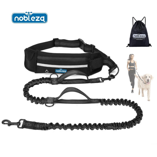 Correa elástica de bolsillo para perros, manos libres, correa retráctil con doble cuerda elástica.