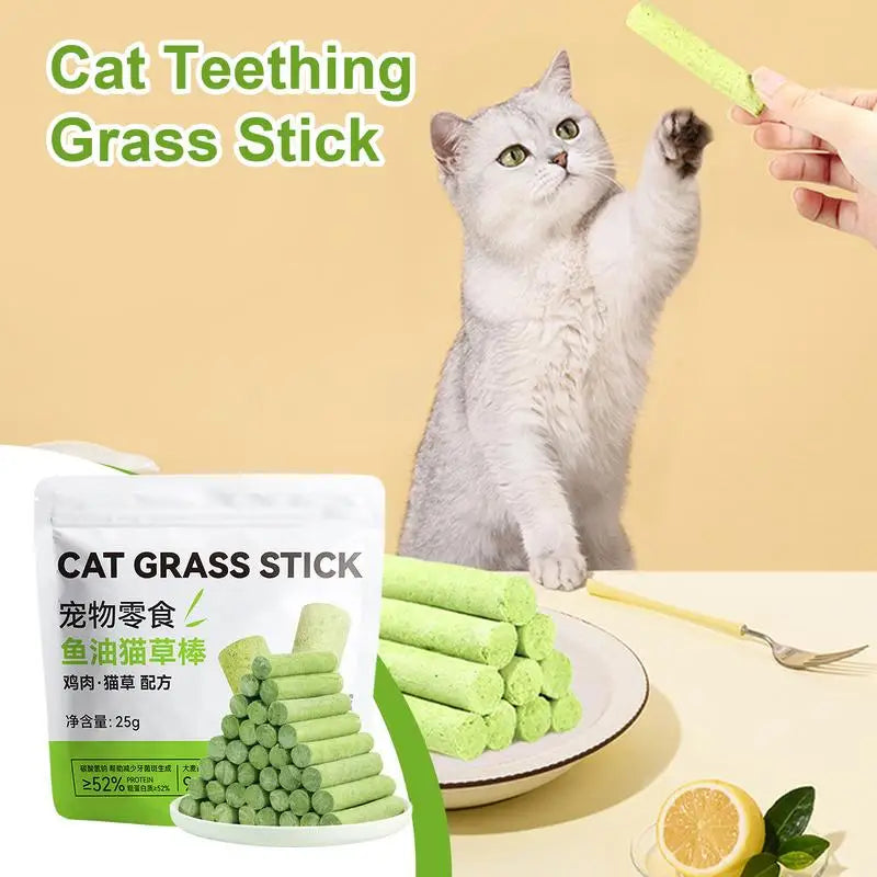 Juguete masticable para gatos para limpiar los dientes, palo de hierba para gatos al aire libre, palo para limpiar la dentición, palo masticable para eliminar bolas de pelo, hierba masticable para gatos
