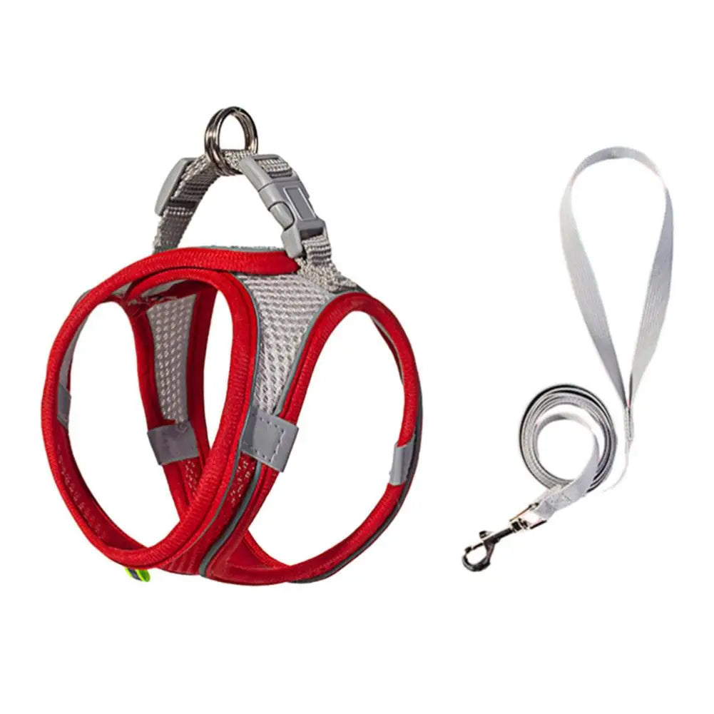 Adjustable Pet Harness Breathable Mesh Pet Vest Harness with Leash Adjustable Buckle for Small Dogs Cats Reflective for Safety