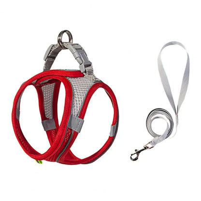 Adjustable Pet Harness Breathable Mesh Pet Vest Harness with Leash Adjustable Buckle for Small Dogs Cats Reflective for Safety