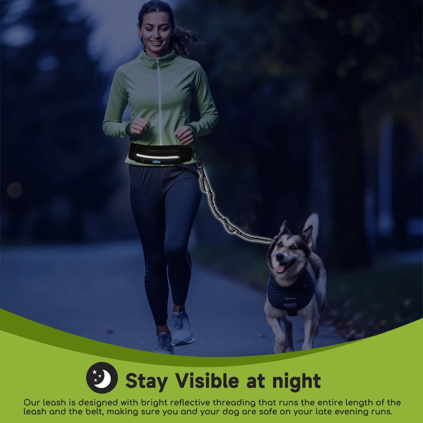 Correa elástica de bolsillo para perros, manos libres, correa retráctil con doble cuerda elástica.