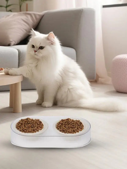 Cat Food And Water Bowl Set Dog Cat Food Water Dishes Set Cat Feeding Bowls Double Cat Bowl 2-in-1 Pet Food And Water Feeder