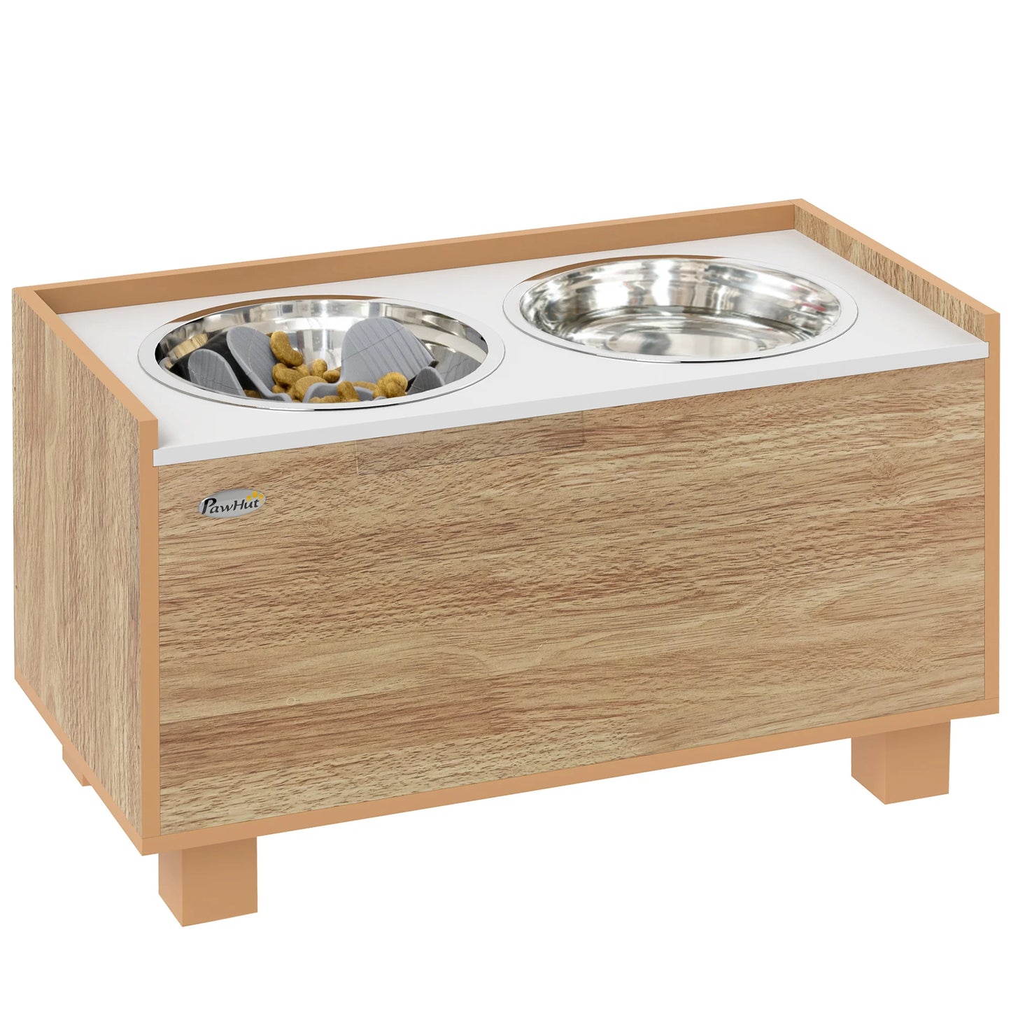Comedero elevado para perros PawHut con comedero lento extraíble de roble